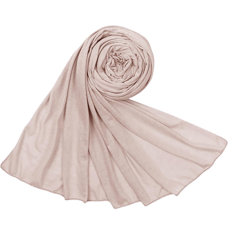 Piewag Hijab Scarf for Women Soft Cotton Muslim Jersey Hijab Head Wrap Scarves Fashion Long Scarf Shawls Light Brown - Image 4