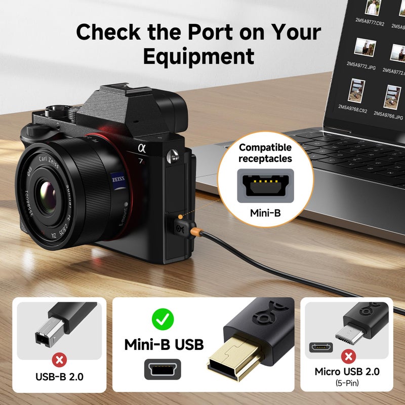 Cable Matters Mini USB to USB C Cable - 6.6ft, 480Mbps Data, 15W Charging, USBC to MiniUSB Cable for Game Controller, Camera, GPS, Dash Cam, Black - Image 2