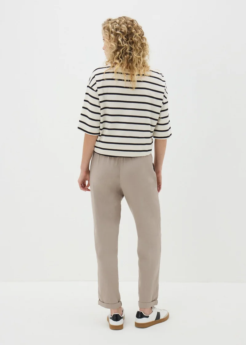 Matalan Taupe Linen Blend Tapered Trousers