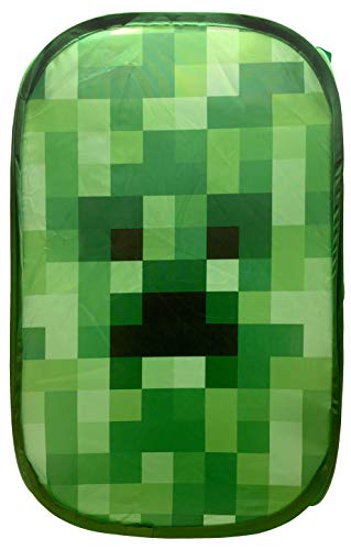 Jay Franco Minecraft Creeper Pop Up Hamper - Mesh Laundry Basket/Bag with Durable Handles, 22" x 14" - Image 2