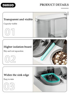 DUNISO Automatic Pet Feeder, Gravity Cat Dog Food Feeder and Water Dispenser Set, Large Capacity Anti-slip Automatic Feeder Waterer with Electric Water Circulating Device, 2 in 1 Food Dispenser for Large & Small Dog Cat Puppy Kitten Feeder  - Image 2