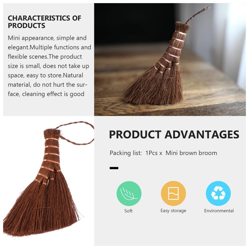 Natural Palm Mini Broom Soft Bristles Compact Cleaning Brush For Home Tea Tray Dust - Image 4
