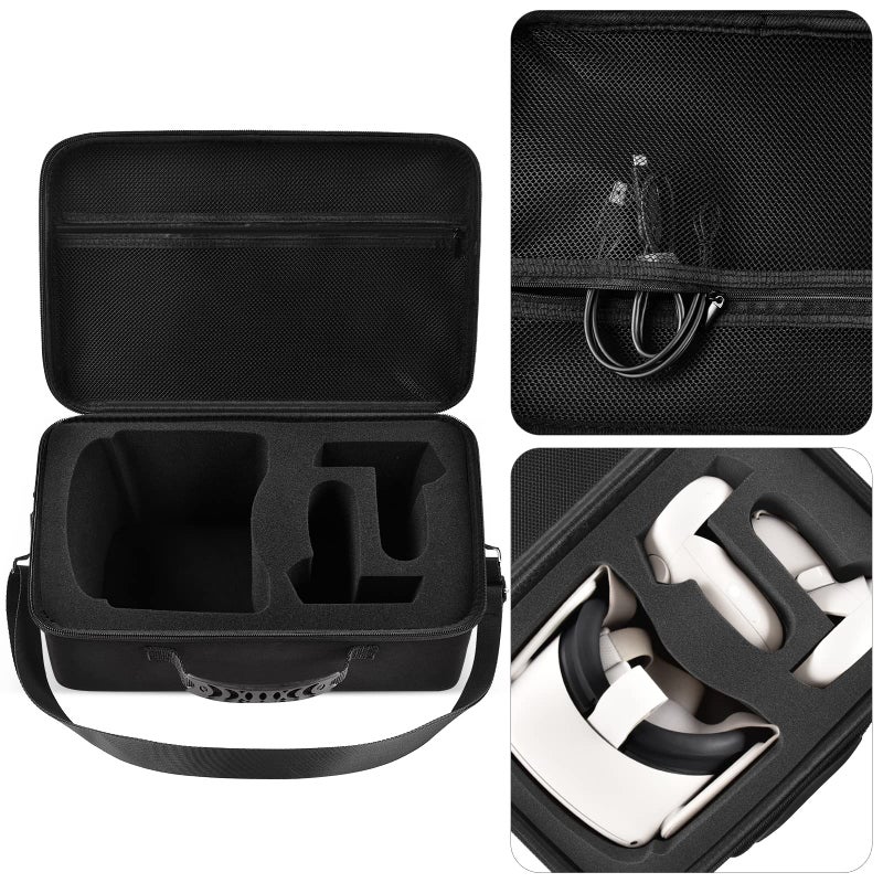 Comecase Hard Carrying Case for Meta Quest 3s/ Quest 3/ for Oculus Quest 2 Official Original/Elite Strap VR Headset and Controller Accessories, Portable Travel Storage Bag for Home, Outdoor - Black - Image 3