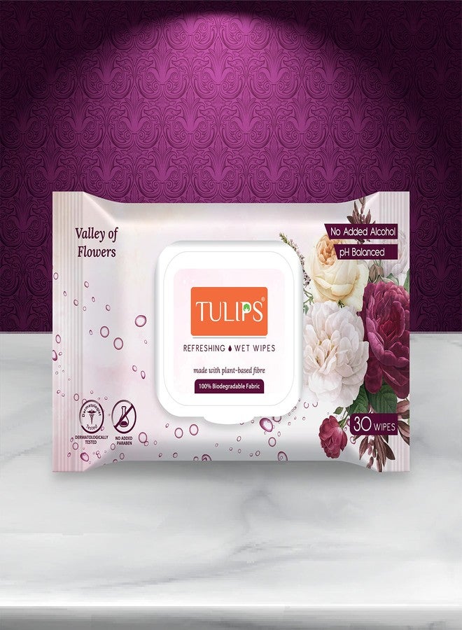 Tulips Refreshing/Makeup Remover Wet Wipes plant based fibre wipes LID Pack, Individual Pack (Tropical Paradise, Cucumber Avocado & Valley of Flowers Combo-3) - Image 4