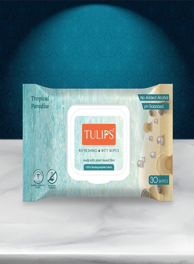 Tulips Refreshing/Makeup Remover Wet Wipes plant based fibre wipes LID Pack, Individual Pack (Tropical Paradise, Cucumber Avocado & Valley of Flowers Combo-3) - Image 2