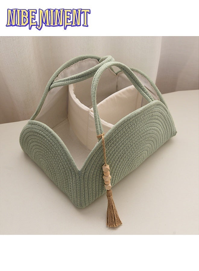 NIBEMINENT Layered Storage Bag, Simple Multifunctional Rope Organizer Basket Woven Portable Diaper Caddy for Working Moms - Image 4