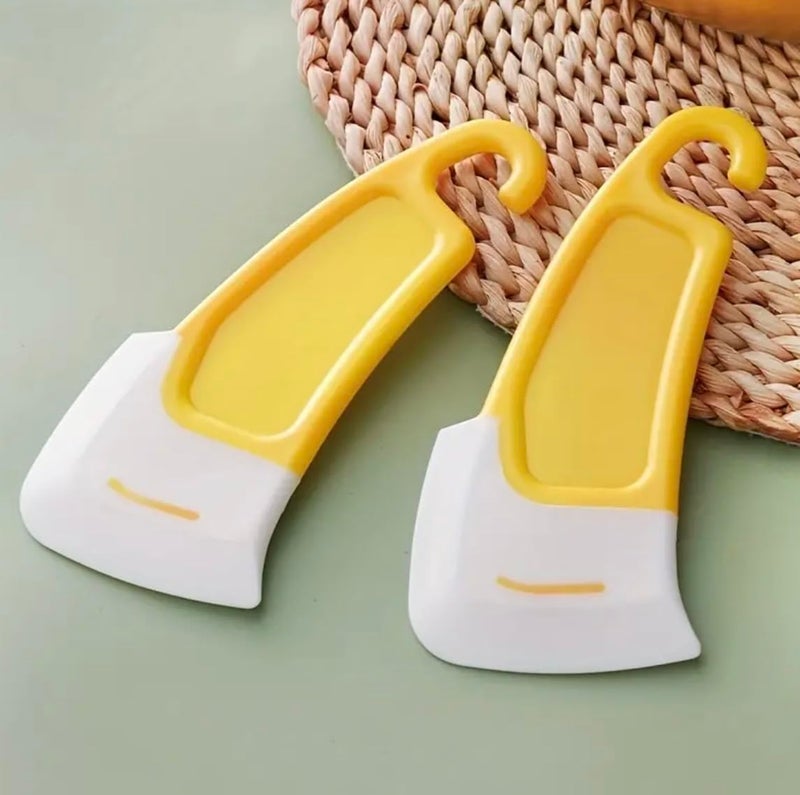Generic 2pcs Silicone Pan Scraper NonStick Dish Cleaning Spatula for Kitchen Pots and Pans Cleaning Tool Multipurpose Kitchen Gadget and Accessory Small Yellow CDTY001