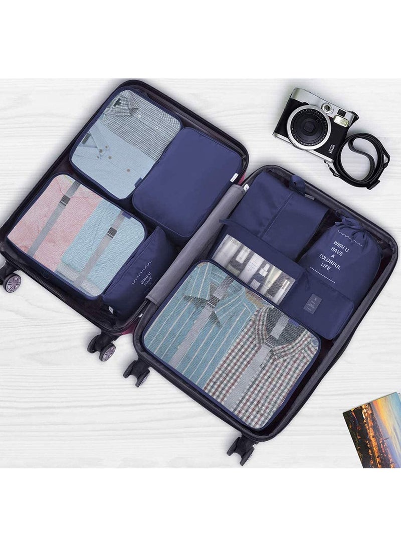 SYOSI Packing Cubes for Suitcase, 8 Pcs Suitcase Organiser Bags, Suitcase Travel Organiser, Hand Luggage Packing Cubes Value Set for Travel (Navy)  - Image 2
