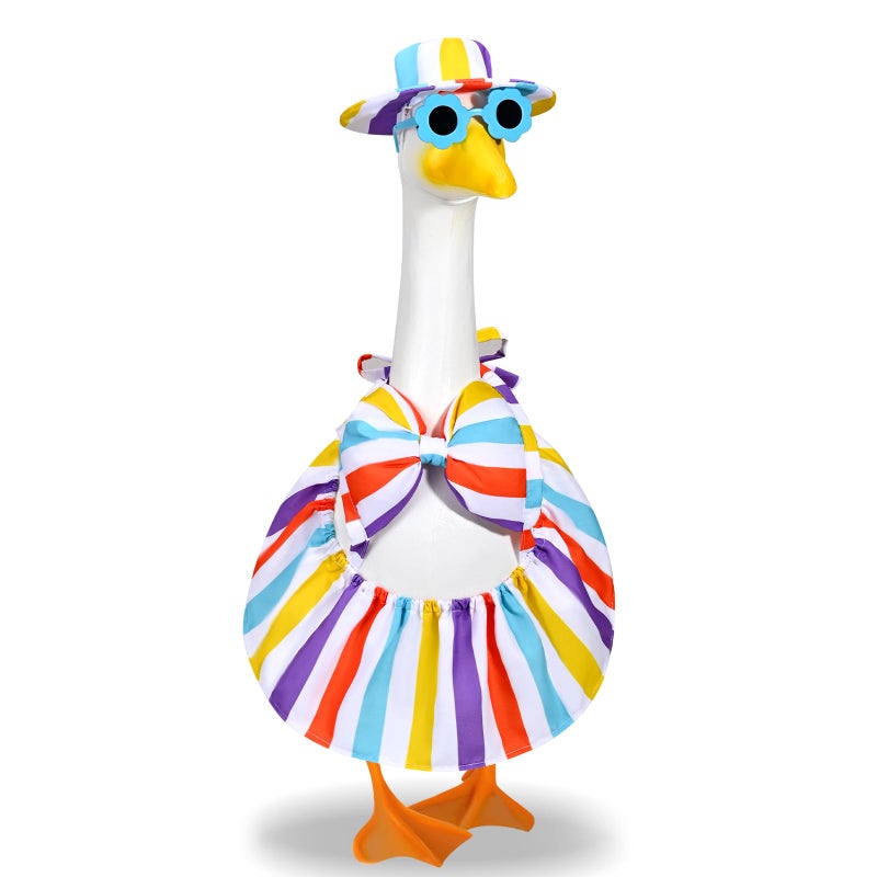 JcHrmers Bikini Goose Outfit Summer Porch Goose Outfits Hawaiian Goose Clothes Beech Geese Costume for Outdoor Garden Yard Decor (Blue) - Image 1