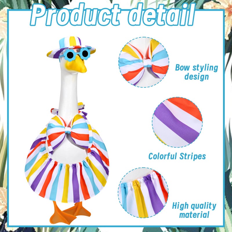 JcHrmers Bikini Goose Outfit Summer Porch Goose Outfits Hawaiian Goose Clothes Beech Geese Costume for Outdoor Garden Yard Decor (Blue) - Image 2