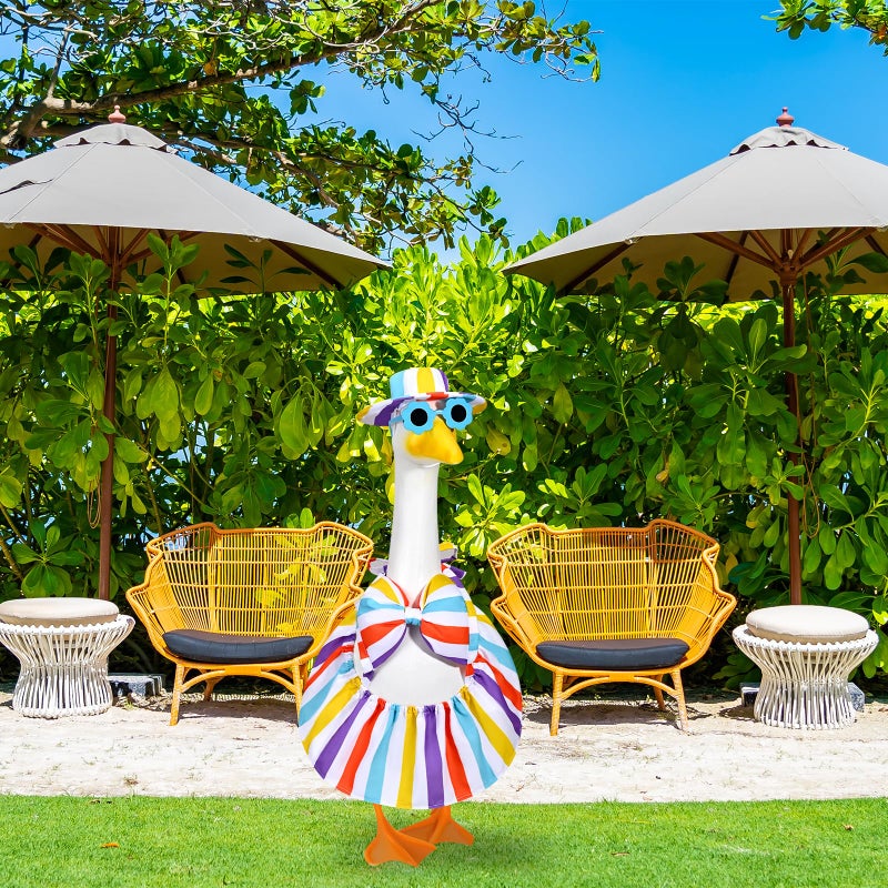 JcHrmers Bikini Goose Outfit Summer Porch Goose Outfits Hawaiian Goose Clothes Beech Geese Costume for Outdoor Garden Yard Decor (Blue) - Image 4