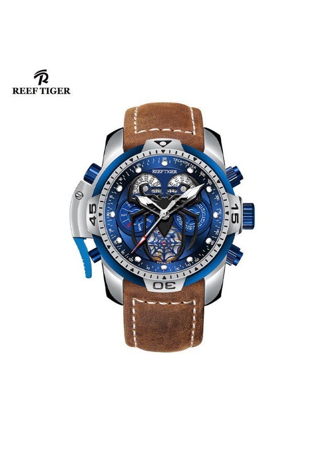 REEF TIGER high-end brand watch, fully automatic mechanical men's watch, fashionable waterproof night light large dial watch - Image 1