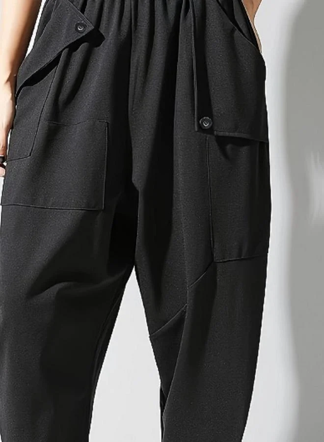 Take Two  Solid Elastic Waist Irregular Pocket Detail Pants for Women | Best Price UAE