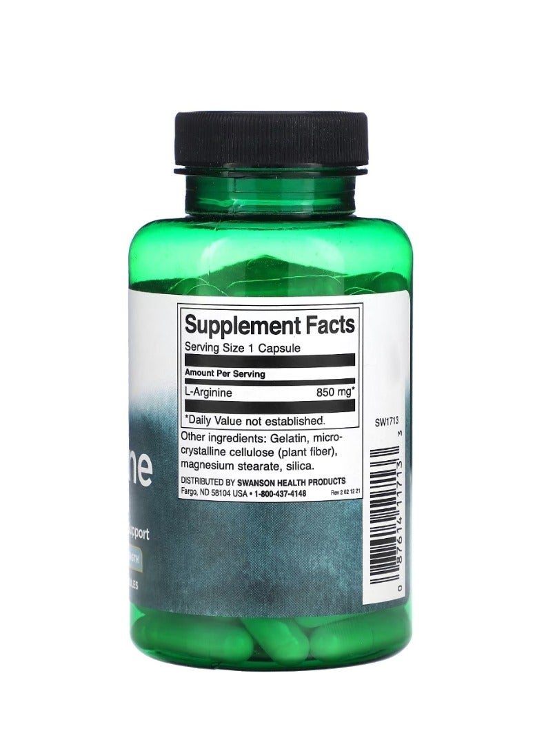 SWANSON L-Arginine Maximum Strength 850 mg 90 Capsules - Image 2