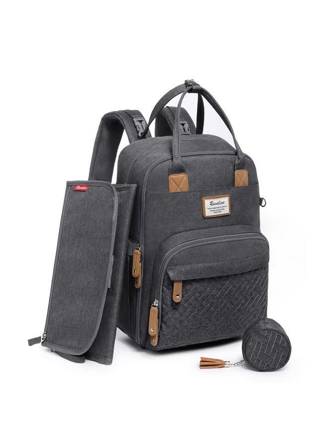 RUVALINO Diaper Bag Backpack, Neutral Allinone Baby Bags For Boy Girl, Multifunction Large Travel Backpack (Dark Gray) - Image 1