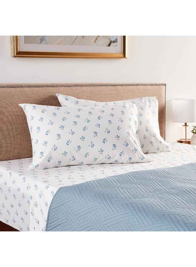 Stone Cottage  Queen Sheets Cotton Percale Bedding Set Crisp  Cool Ideal Bedding Set Blue Sketchy Ditsy Queen - Image 4