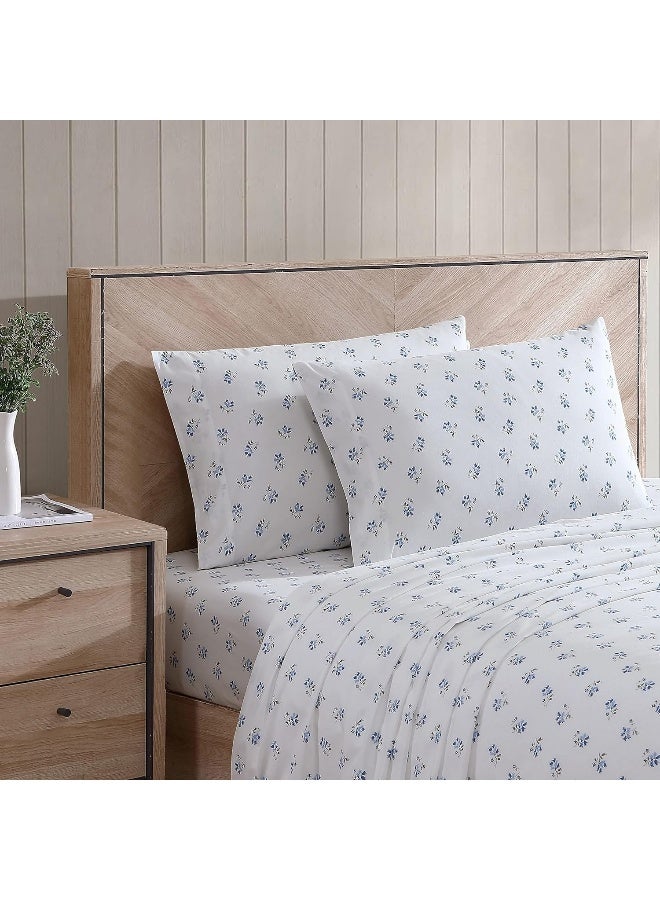 Stone Cottage  Queen Sheets Cotton Percale Bedding Set Crisp  Cool Ideal Bedding Set Blue Sketchy Ditsy Queen - Image 3