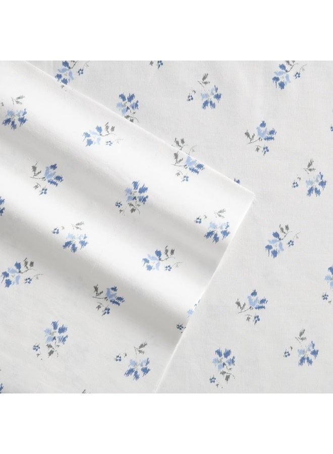 Stone Cottage  Queen Sheets Cotton Percale Bedding Set Crisp  Cool Ideal Bedding Set Blue Sketchy Ditsy Queen - Image 5