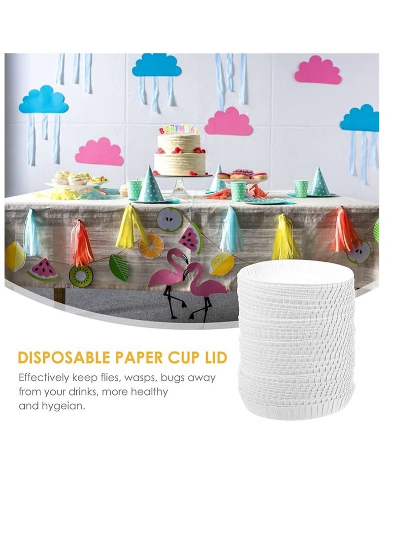 100 قطعة أغطية أكواب ورقية قابلة للتصرف، أغطية أكواب القهوة والشاي، أغطية أكواب الشرب من الورق المعاد تدويره مثالية للسفر والفنادق وبارات القهوة والحفلات والزفاف والمنزل والمطبخ (6.5 × 6.5 سم) - Image 5