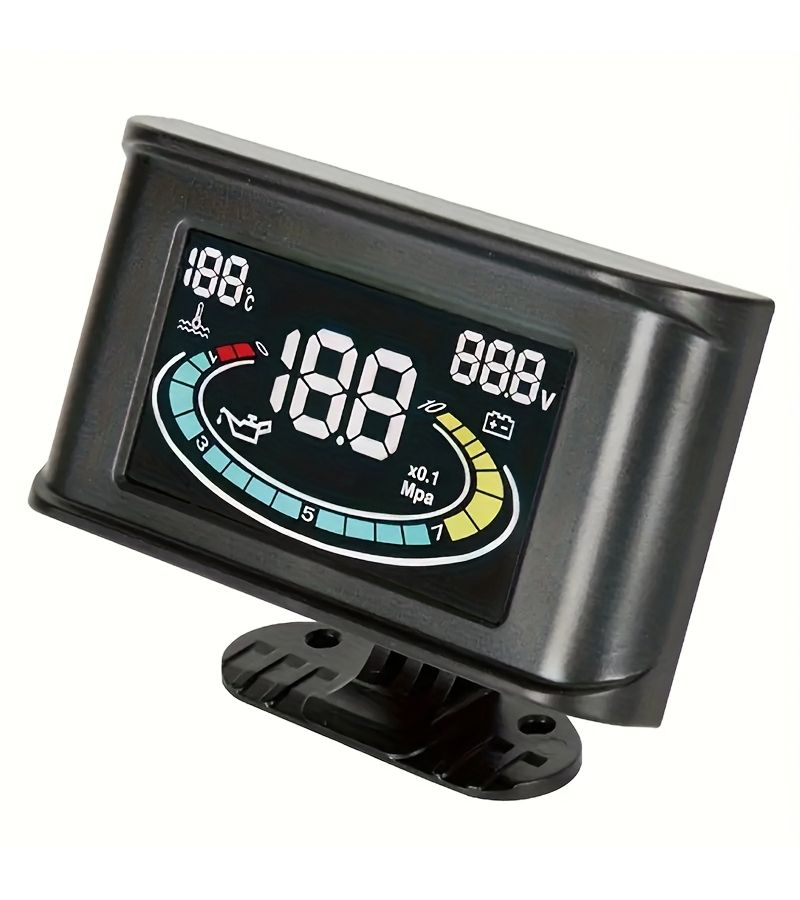 عداد شاشة LCD معدّل للسيارة من نوع 3 في 1 باللون الأسود لقياس درجة حرارة الماء وضغط الزيت والجهد الكهربائي، مع حساس درجة حرارة ماء قطره 10 مم وحساس ضغط زيت بمقاس NPT1/8، وبدون بطارية. - Image 4