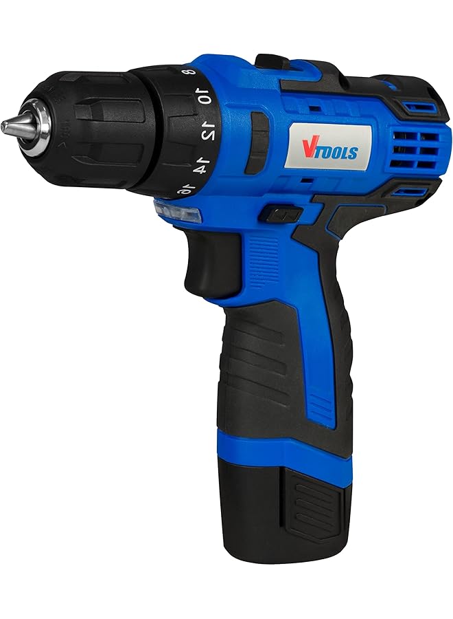 VTOOLS 12V 1.5 Ah Cordless Drill Driver For Drilling And Fastening Blue Vt1202 - Image 1