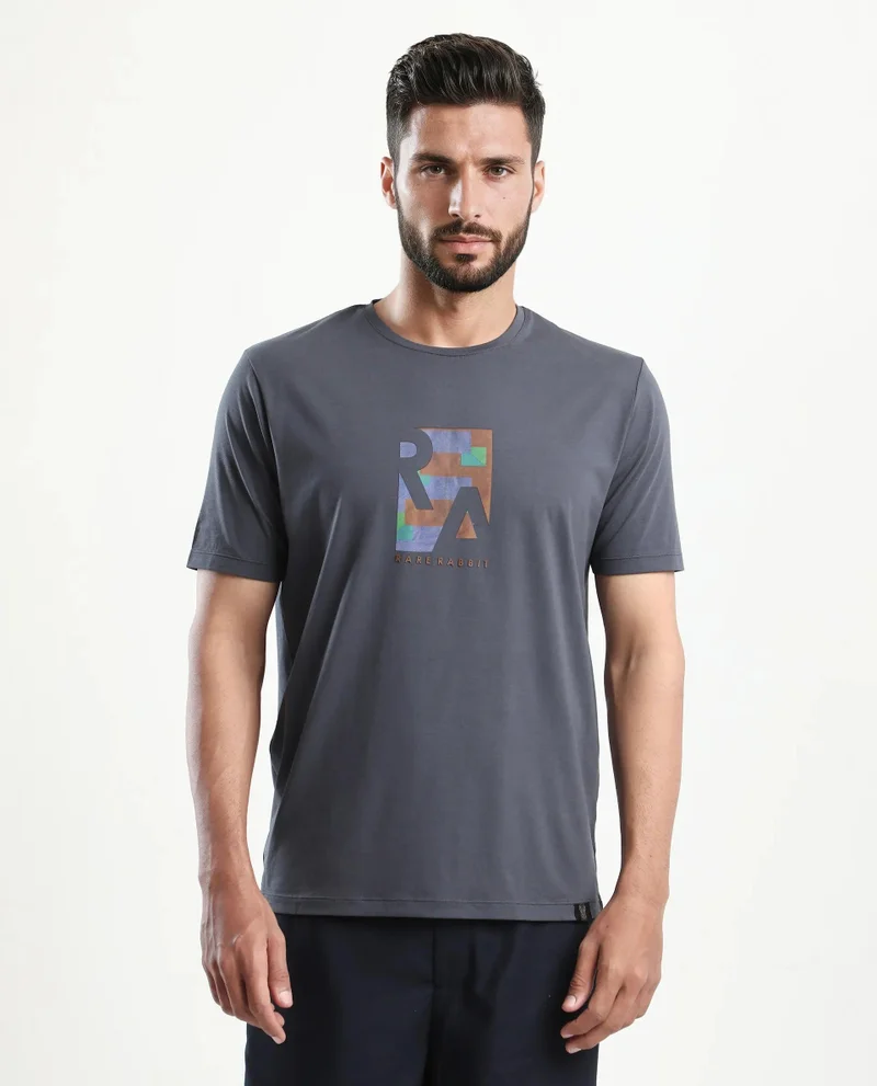 Rare Rabbit Men's Regular Fit Graphic Print T-Shirt