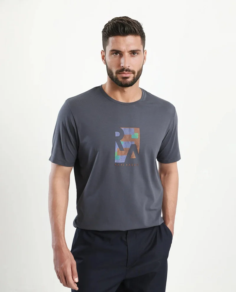 Rare Rabbit Men's Regular Fit Graphic Print T-Shirt