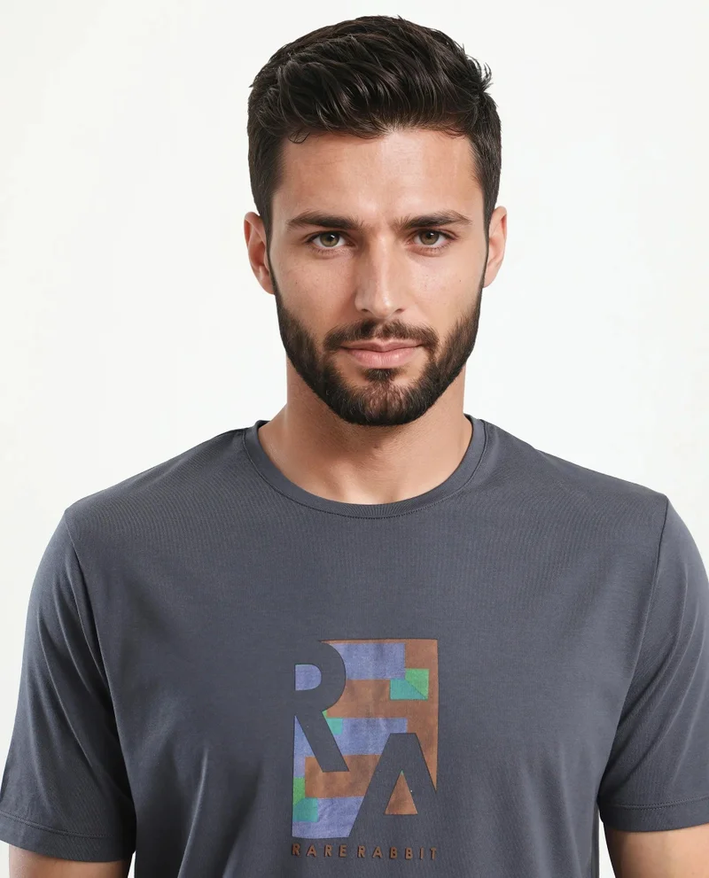 Rare Rabbit Men's Regular Fit Graphic Print T-Shirt