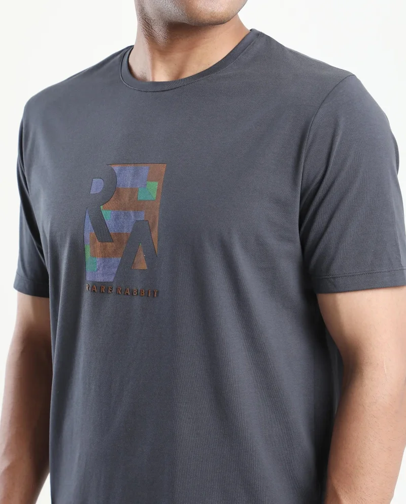 Rare Rabbit Men's Regular Fit Graphic Print T-Shirt