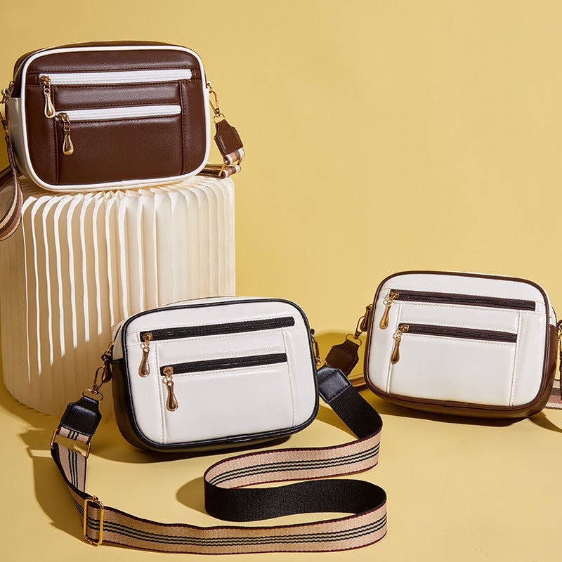 Women's PU Crossbody Square Bag with Wide Shoulder Strap - Image 1