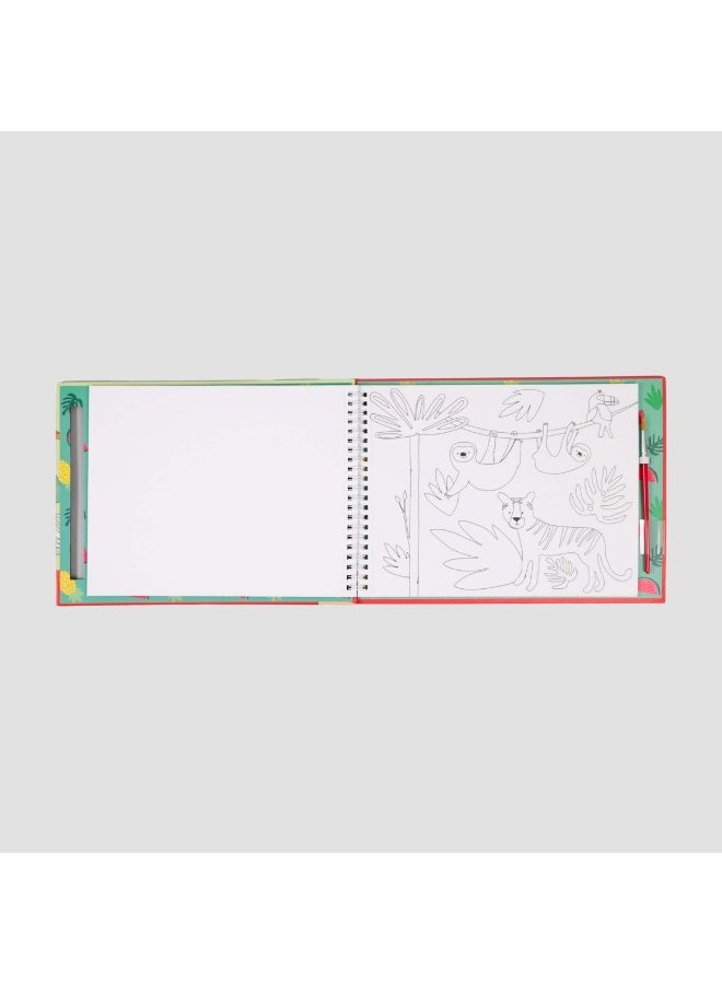 Floss & Rock Jungle Kids My Painting Pad Set with 8 Pictures, 8 Paint Pallets and A Brush - Image 4