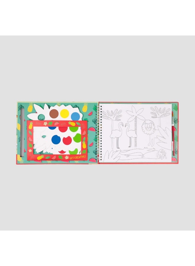 Floss & Rock Jungle Kids My Painting Pad Set with 8 Pictures, 8 Paint Pallets and A Brush - Image 2