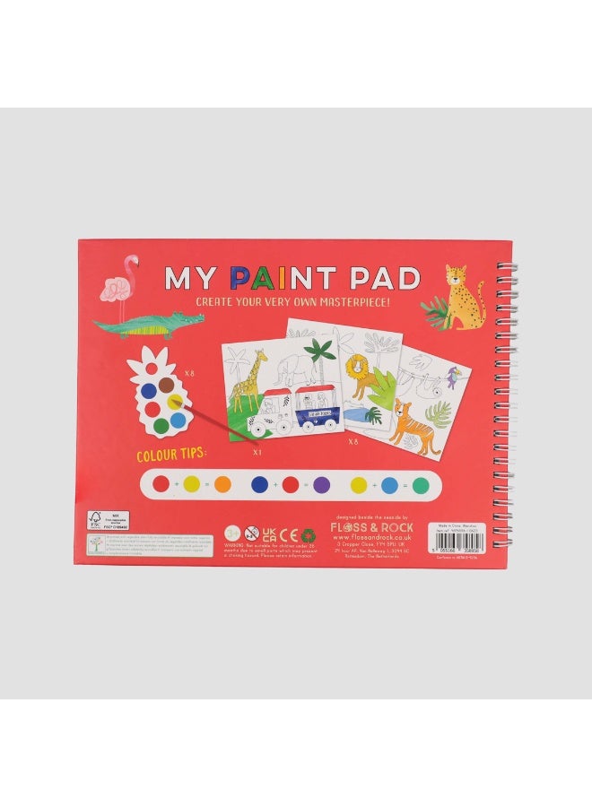 Floss & Rock Jungle Kids My Painting Pad Set with 8 Pictures, 8 Paint Pallets and A Brush - Image 3