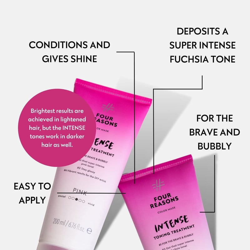 Four Reasons Color Mask INTENSE- Fuchsia â€“ (27 Colors) Intensive Toning Treatment - Color Depositing Conditioner â€“ Semi Permanent Hair Dye for Lightened and Colored Hairâ€“ 100% Vegan, 6.76 fl oz - Image 3