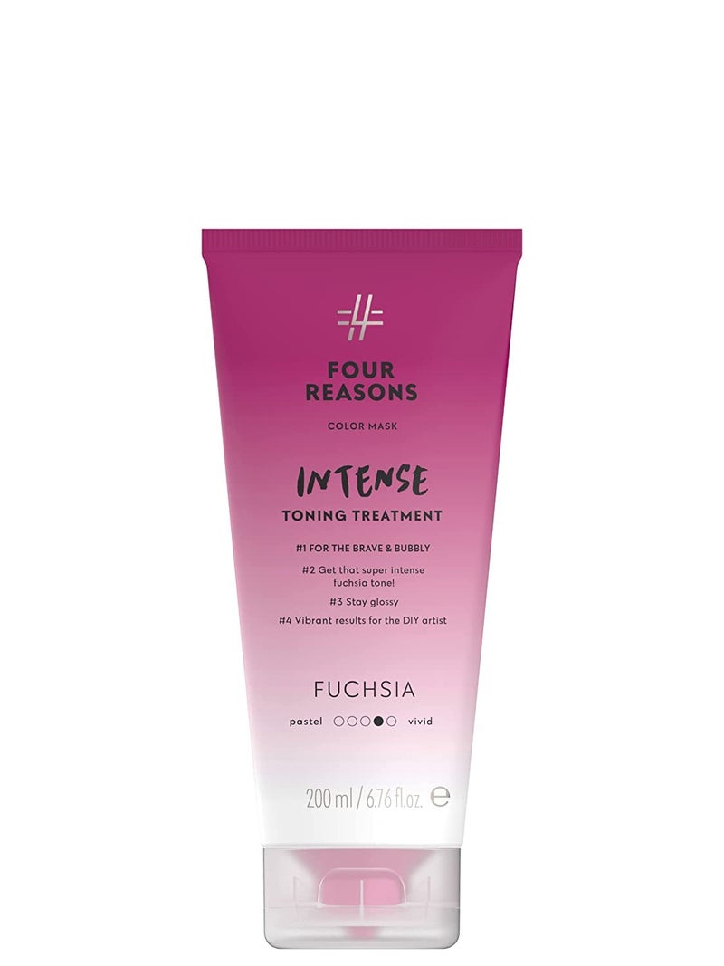 Four Reasons Color Mask INTENSE- Fuchsia â€“ (27 Colors) Intensive Toning Treatment - Color Depositing Conditioner â€“ Semi Permanent Hair Dye for Lightened and Colored Hairâ€“ 100% Vegan, 6.76 fl oz - Image 1