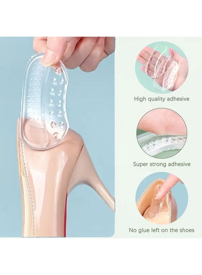 2 Pair Transparent Silicone High Heel Arch Support Insoles Non Slip Wear Resistant Half Size Pads Comfortable Height Increase For Casual Wedding Shoes Women - Image 3