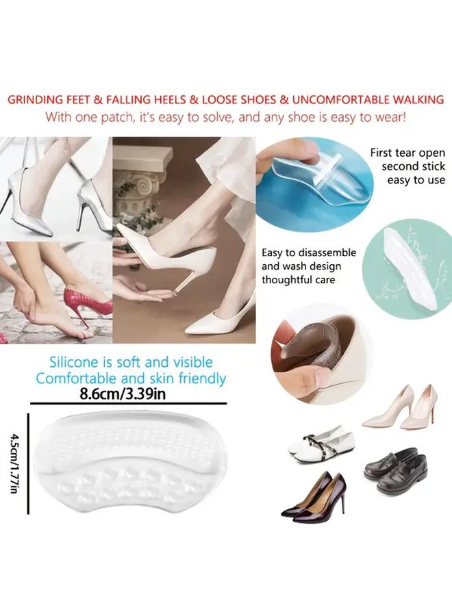 2 Pair Transparent Silicone High Heel Arch Support Insoles Non Slip Wear Resistant Half Size Pads Comfortable Height Increase For Casual Wedding Shoes Women - Image 2