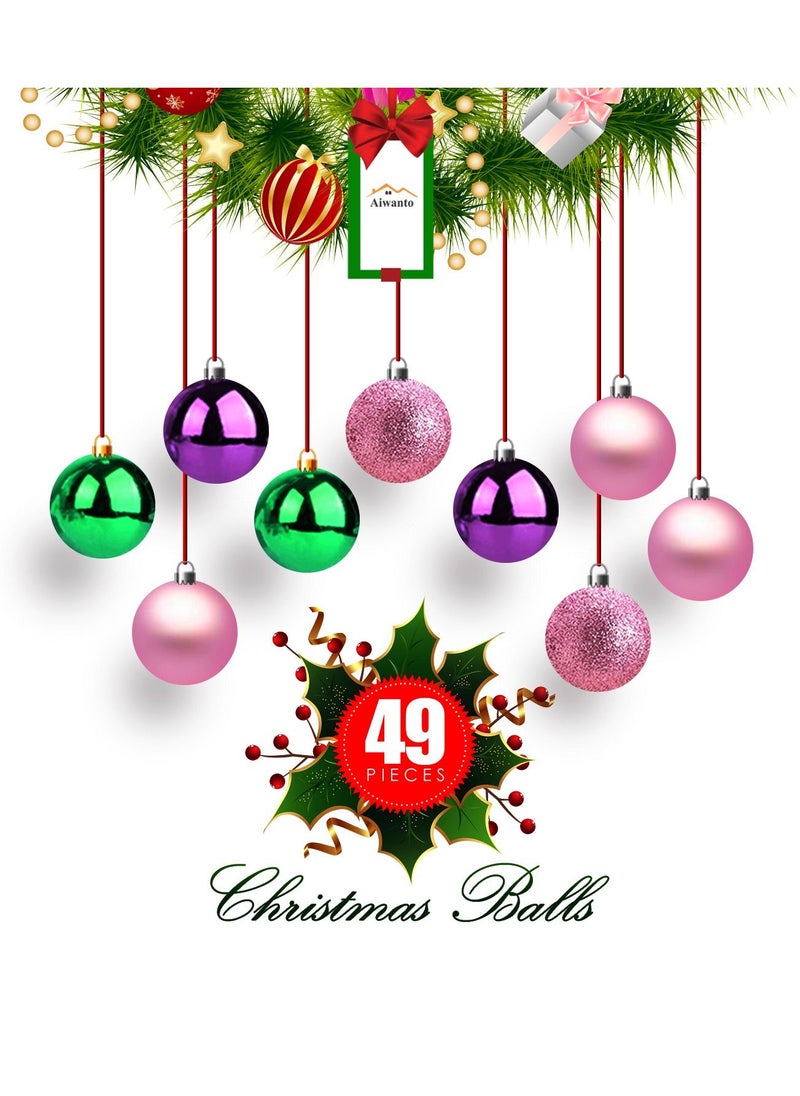 AIWANTO 49Pcs Christmas Decorative Balls Accessories Christmas Decoration Set Home Decor Xmas Decor Ornaments Hanging Ball Ornaments Holiday Party  - Image 5