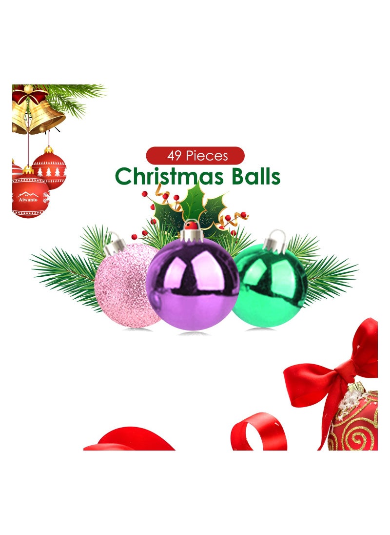 AIWANTO 49Pcs Christmas Decorative Balls Accessories Christmas Decoration Set Home Decor Xmas Decor Ornaments Hanging Ball Ornaments Holiday Party  - Image 4