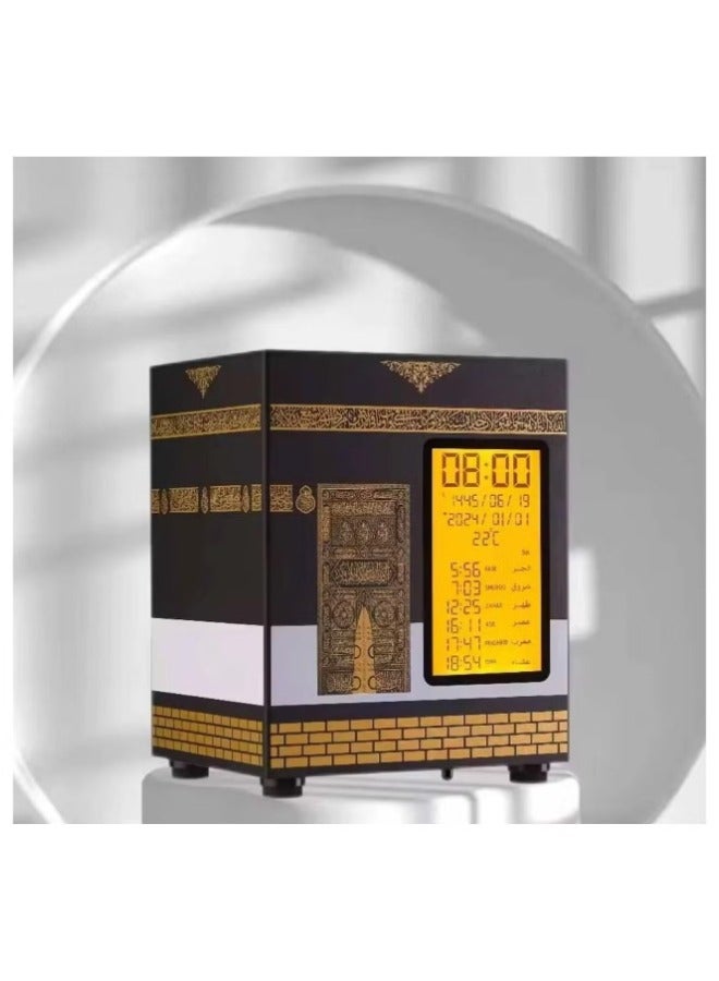 Muslim Prayer Azan Clock with Kaaba Design Quran Speaker, Lamp Box for Holy Quran Recitation  - Image 1
