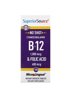 Superior Source Superior Source, Cyanocobalamin B-12 & Folic Acid, 100 MicroLingual Instant Dissolve Tablets  - Image 1