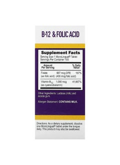 Superior Source Superior Source, Cyanocobalamin B-12 & Folic Acid, 100 MicroLingual Instant Dissolve Tablets  - Image 2