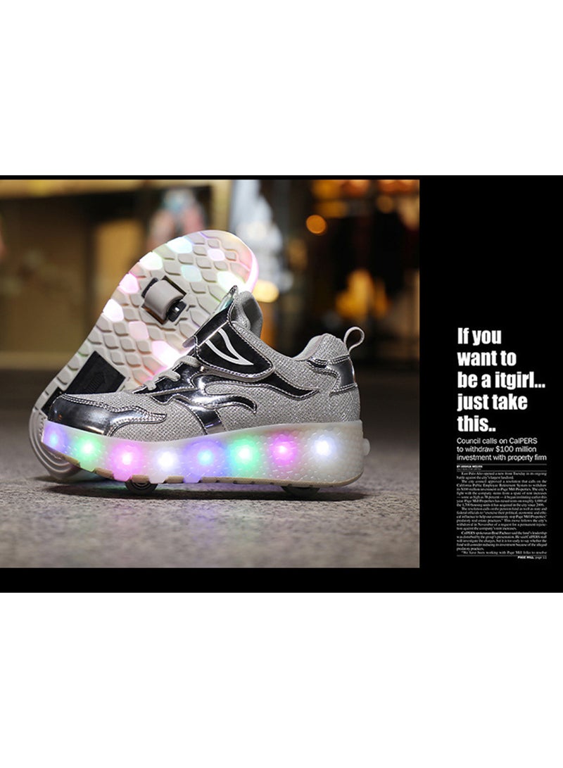 Loquat Kids LED USB Charging Roller Skate Shoes with Wheel Shoes Light up Roller Shoes Rechargeable Roller Sneakers for Girls Boys Children - Image 3