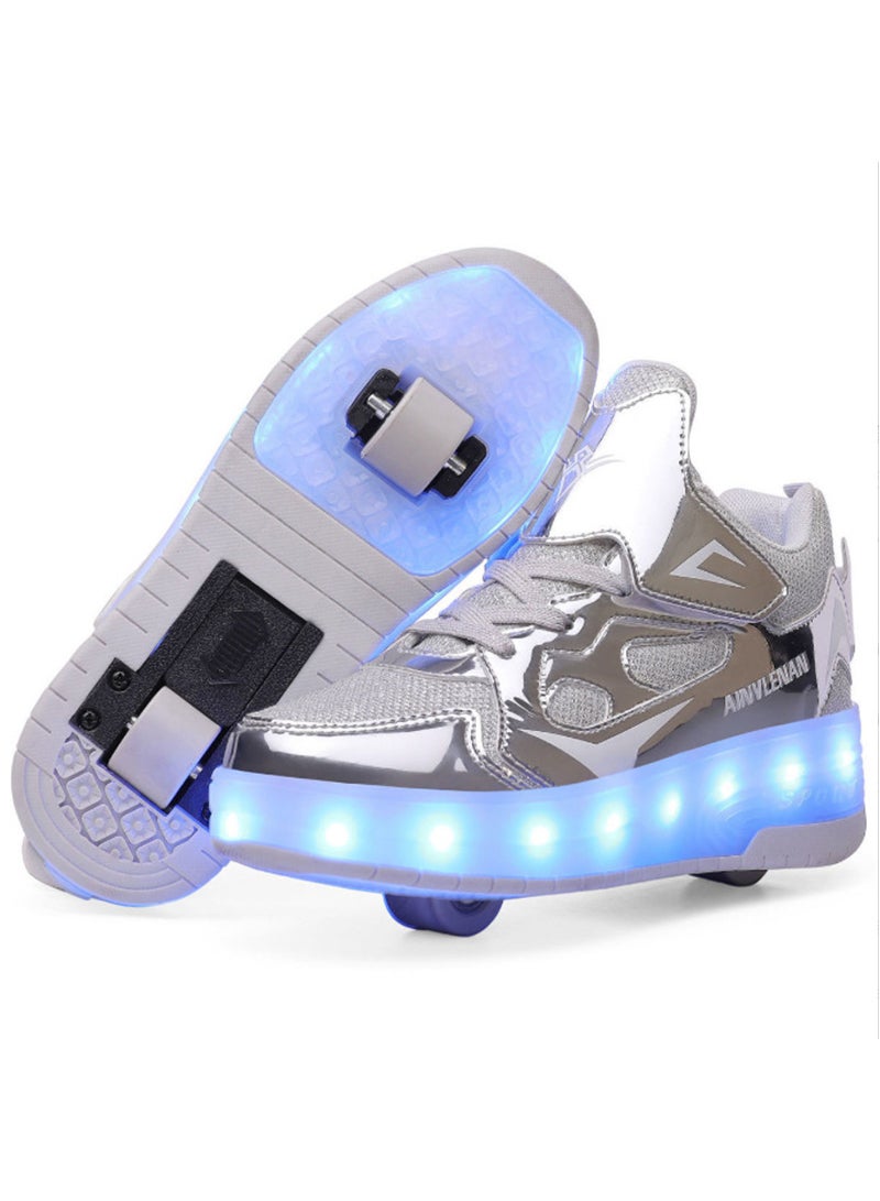Loquat Kids LED USB Charging Roller Skate Shoes with Wheel Shoes Light up Roller Shoes Rechargeable Roller Sneakers for Girls Boys Children - Image 1