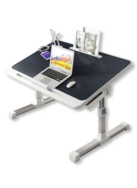 Laptop Desk for Bed, Adjustable Laptop Bed Tray Table, Portable Lap Desks with USB Cooling Fan and Foldable Legs, Computer Tray Laptop Stand for Sofa Couch Floor (Black)