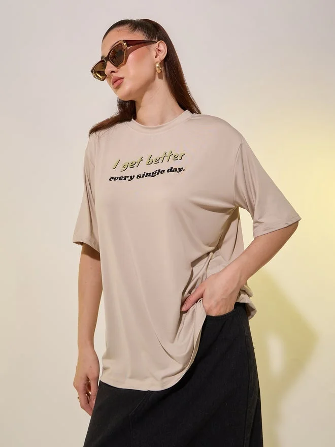 Take Two Round Neck Slogan Print T-Shirt