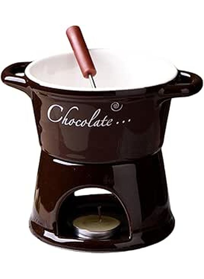 White Ceramic Fondue Cup For Chocolate Cheese Melting Dishwasher Safe Family Gatherings - Image 1