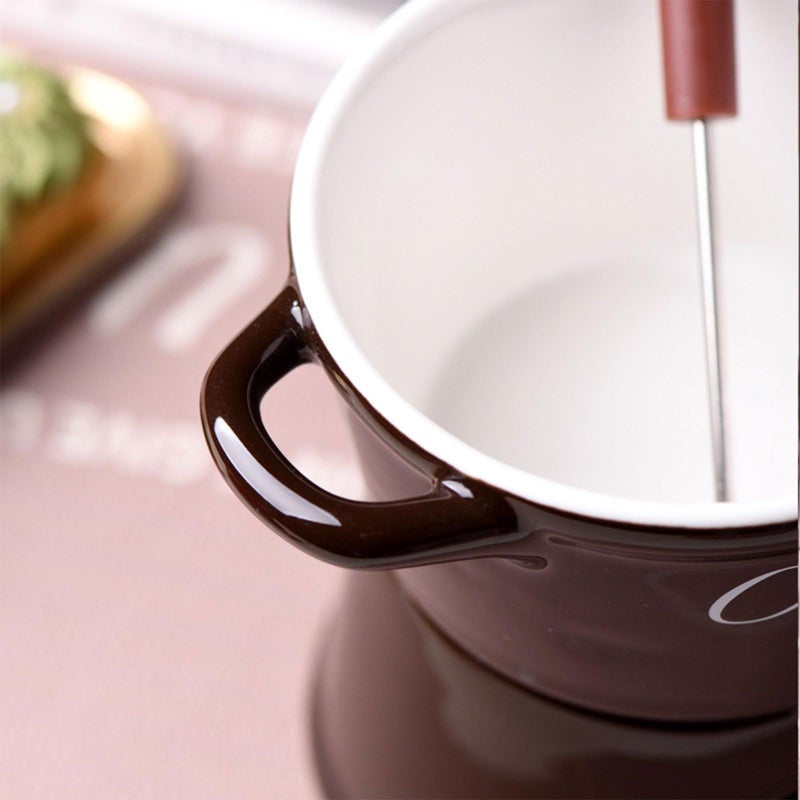 White Ceramic Fondue Cup For Chocolate Cheese Melting Dishwasher Safe Family Gatherings - Image 4