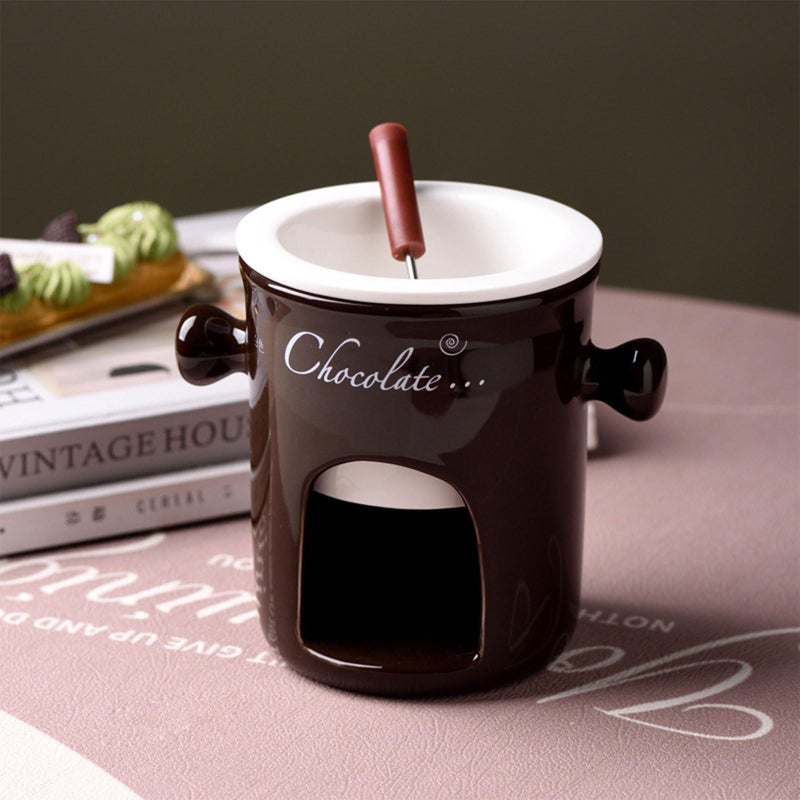 White Ceramic Fondue Cup For Chocolate Cheese Melting Dishwasher Safe Family Gatherings - Image 5