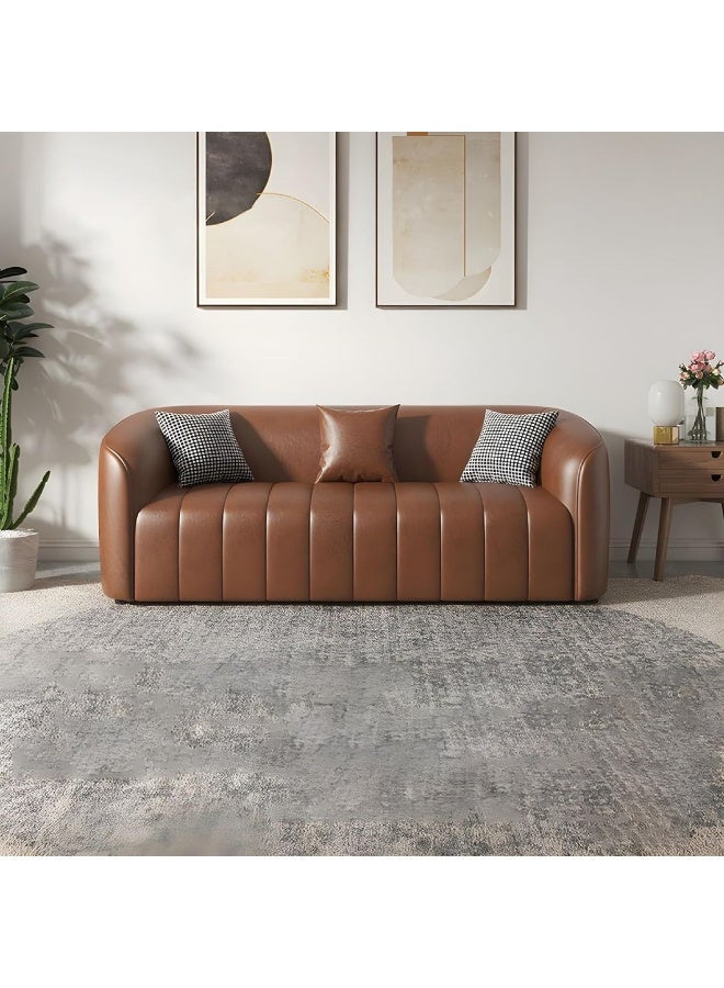 Poppins Home Contemporary Three-Seater Sofa with Tuxedo-Style Design and Sleek Faux Leather Upholstery  - Image 3